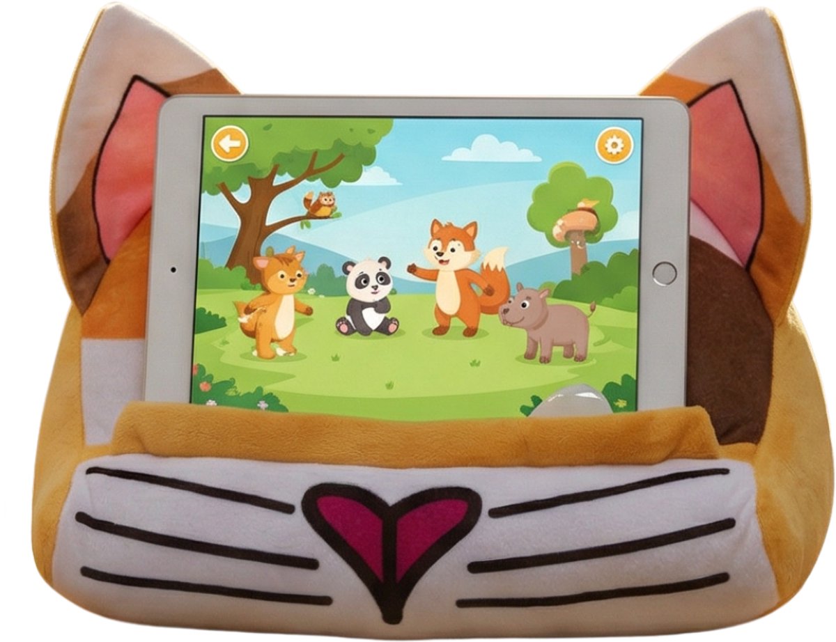 Eddy Toys Animal Tablet Standaard - Tablet Houder in Dierenvorm - Lichtgewicht Tablet Stand met Opbergvak Achterzijde - Multifunctionele Tabletsteun - 33x27x18cm