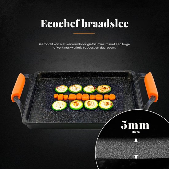 SNJY® Grillplaat Inductie - Bakplaat Inductie - Grill Apparaat - Aluminium Pan - 37 x 25 cm - Zwart — afbeelding 4