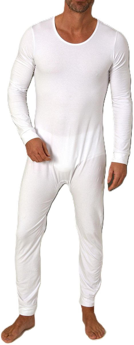 Normann Voedingsbody lange mouw – UNISEX – body uit één stuk met beenritssluiting weiß