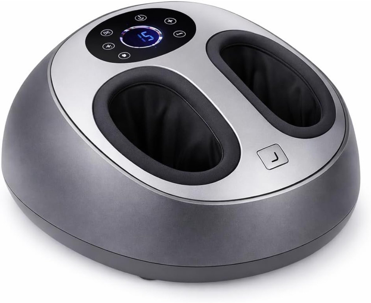 DVDSS® Voetmassage apparaat - massage apparaat - met Infrarood Warmte – 5 Programma’s, 9 Intensiteiten en Afstandsbediening - Ontspanning - Antraciet/Grijs