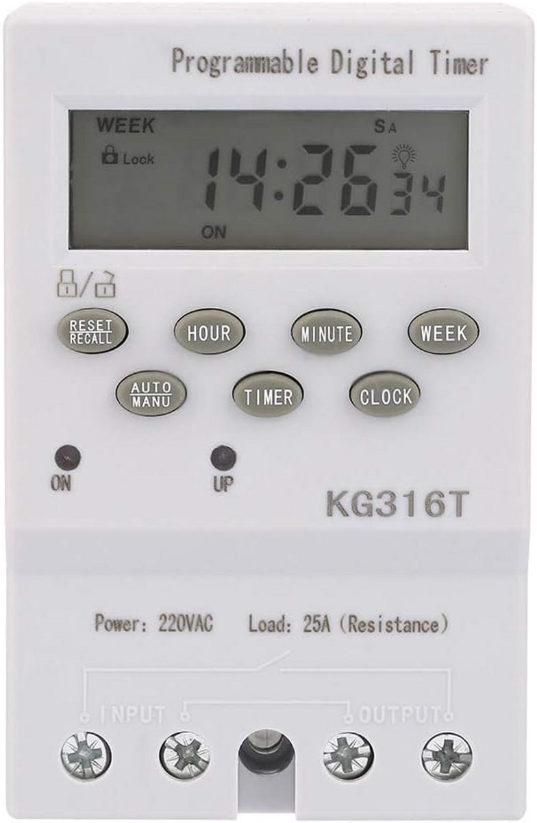 Digitale Programmeerbare Tijdschakelaar 220V voor Automatische Aan/Uit Regeling
