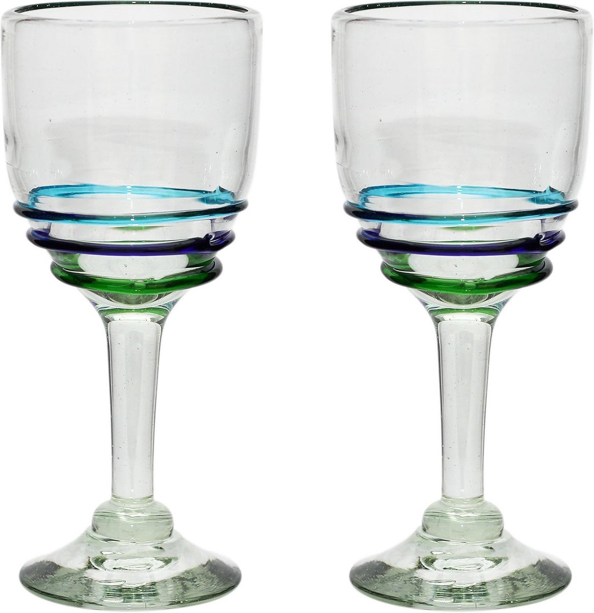 Set van 2 Handgeblazen Wijnglazen - Gerecycled Glas - Uniek Design