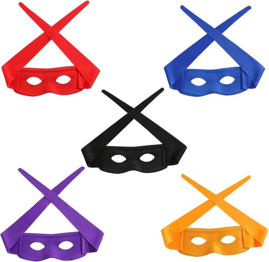5 Stuks Oogmaskers Set Zwart & Kleurrijk - Perfect voor Halloween, Maskerade en Cosplay