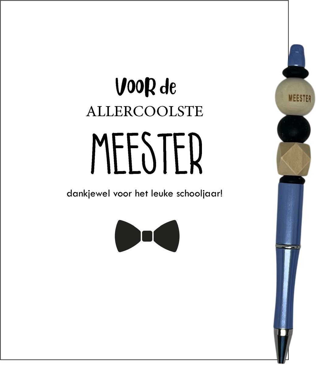 Kralenpen MEESTER | BLAUW | jij bent de beste | coolste meester | topjuf | einde schooljaar | cadeau | cadeautje juf | cadeautje meester | meester