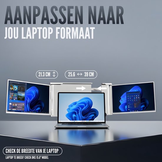 Moniteur portable triple Full HD - Modèle 2 câbles - 2 x 14 pouces IPS - Plug & Play - Écran Extra pour ordinateur portable - Moniteur tri-écran