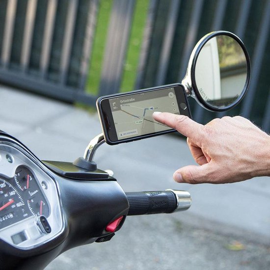Telefoonhouder spiegel 360° kantelbaar voor Fatbike, scooter, motor, fiets – kleine sterke Oxford CliqRhouder
