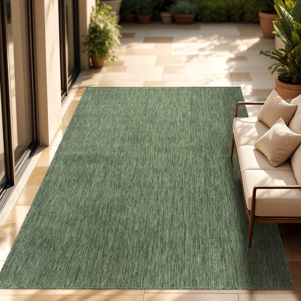 Paco Home In-& Outdoor Balkon Terras Keukenvloerkleed Eenkleurig Gemêleerd Patroon 120x160 cm