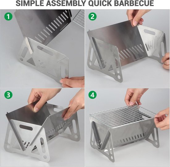 Opvouwbare BBQ - barbecue houtskool - Houtskoolbarbecues - Camping barbecues- Barbeque - Voor 1-2 Personen - Camping Picknick Outd van Merkloos — afbeelding 3