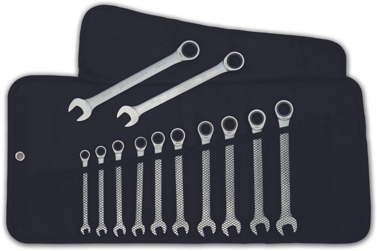 Ratel Steekringsleutel Set 12-Delig - Maten 8 t/m 19 mm - CV Staal