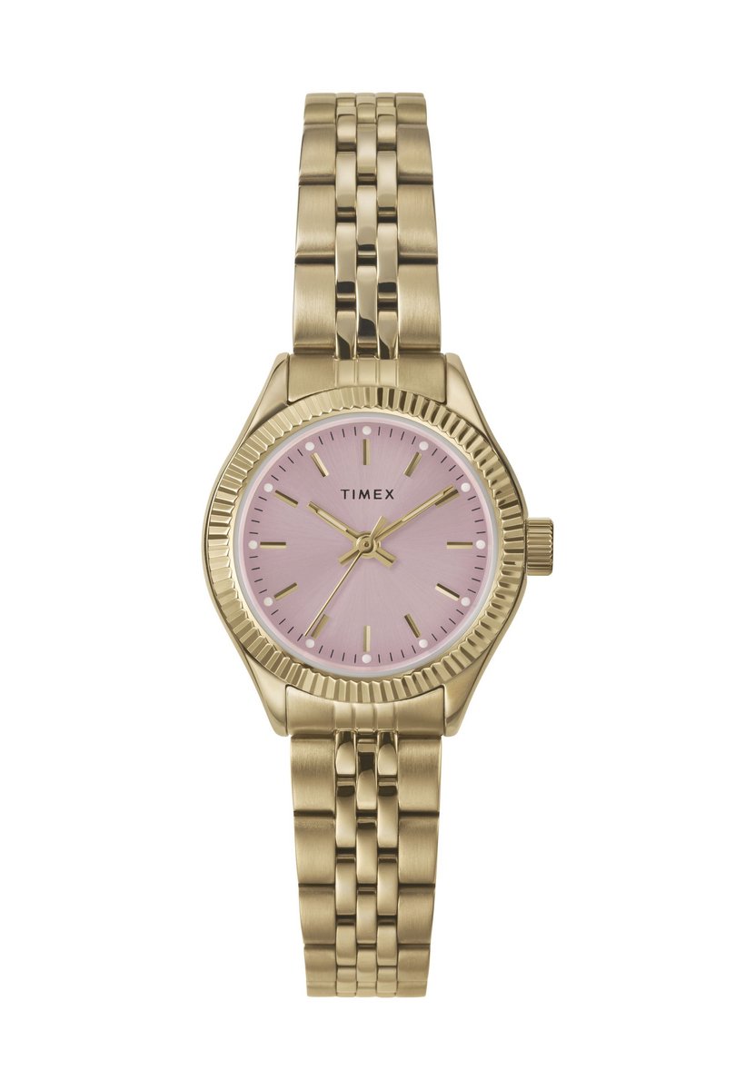 Timex Mini Legacy Quartz Analoog Horloge Goud En Roze Kast: 100% Loodarm Messing | Armband: 100% Roestvrij Staal 25 TW2W90700AJ, TW2W90800AJ