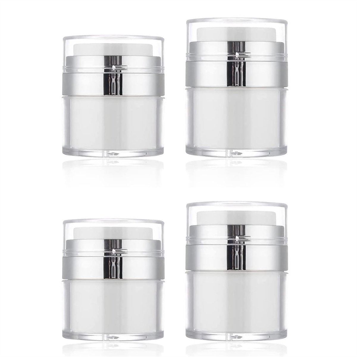 Ynkkvre Airless Lotionflessen 30ml & 15ml – 4 Stuks Vacuüm Lotionverpakking van Acryl – Lichtdicht Dubbelwandig – Herbruikbare Airless Pomp voor Lotion, Emulsie & Serum