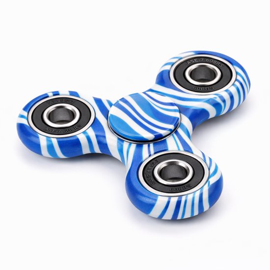 Novaex Fidget Spinner - Hand spinner met uniek Mixed Blue design - Stressbestrijding