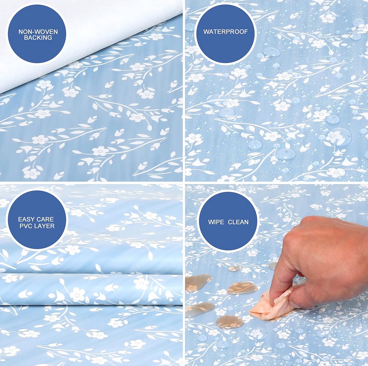 Rechthoekig Tafelkleed PVC Afwasbaar - Blauwgrijs 140x240 cm - Snel Schoon