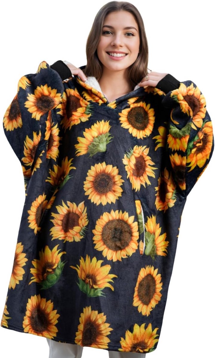 Draagbare Fleece Deken Hoodie met Capuchon en Grote Zak