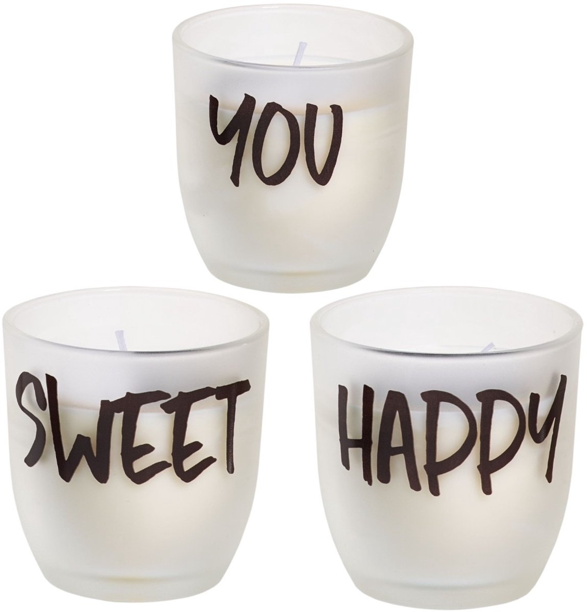 SPAAS Kaarsen in Matglas 7,5 cm – Set van 3 – Sfeerkaarsen in Glas – Decoratieve Kaarsen – Cadeauset Wit