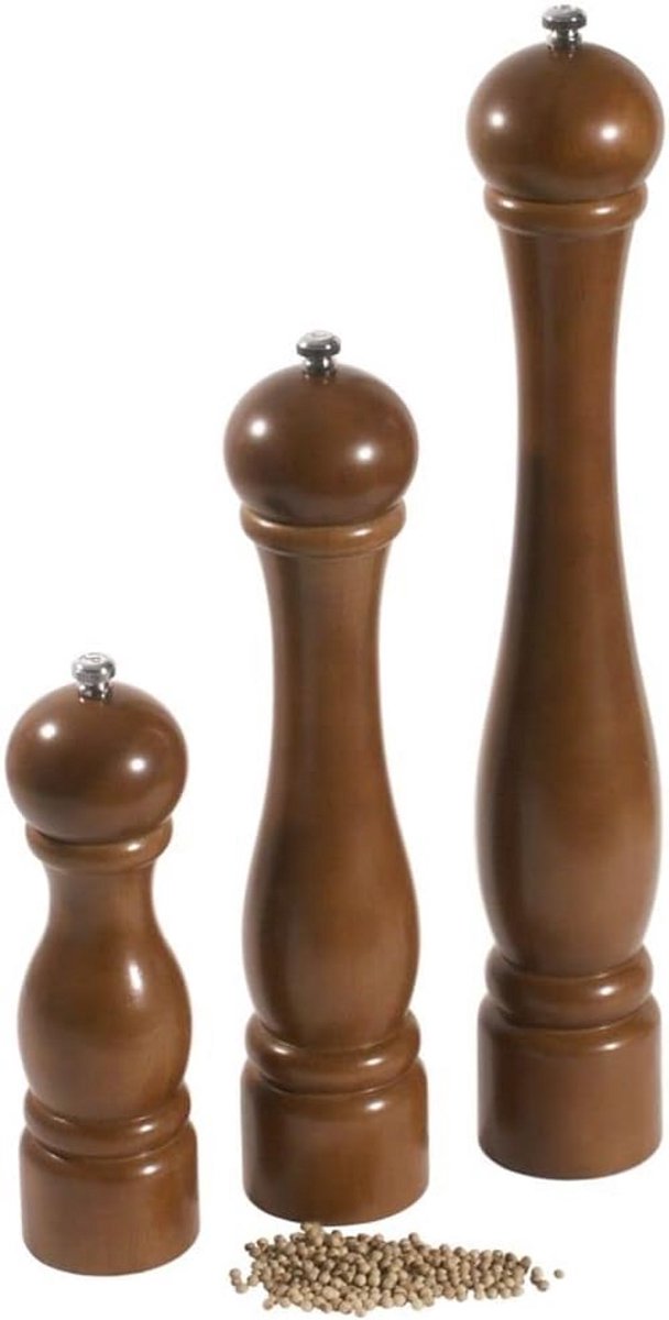 Extra Grote Houten Pepermolen Roestvrijstaal 44 cm - Professionele Kruidenmolen