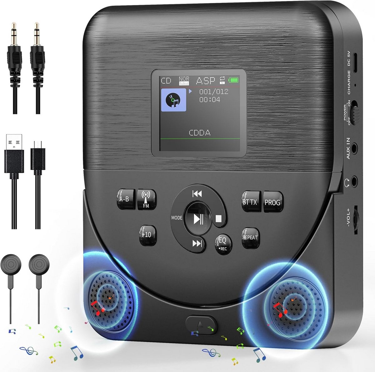 Draagbare CD Speler met Bluetooth, Ingebouwde Speakers en FM Radio