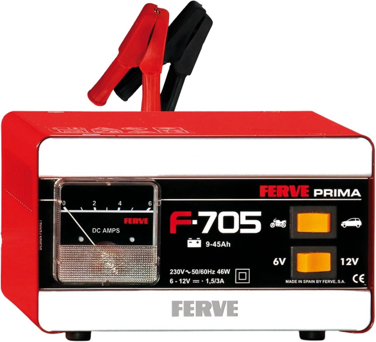 Acculader 6V en 12V voor Loodzuuraccu's (9-45Ah) met Analoge Meter