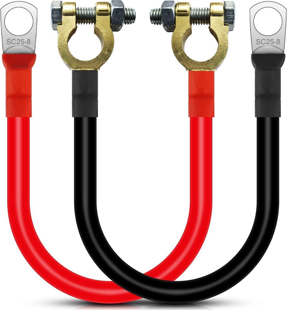 Accukabel met kabelschoen 35 mm² 3 AWG 30 cm Batterijkabel Omvormer Kabel voor Auto Vrachtwagen Zonne-energie Boot Motorfiets