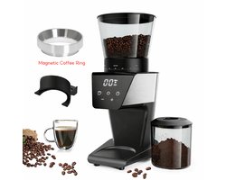 CYRO - Koffiemolen - Koffiemolen Electrisch - Koffie Molen - Magnetische ring - RVS - 30 Maalinstellingen - Verse Koffie - Zwart