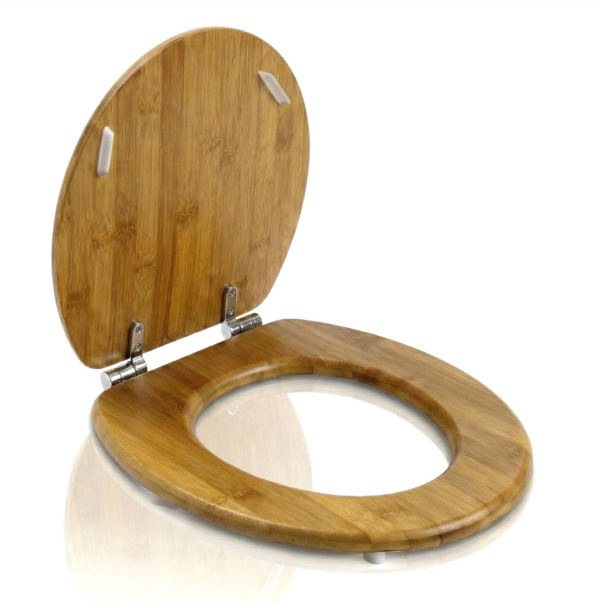 Muntel® WC Bril - Toiletbril Met Deksel - RVS -Scharnieren - Bamboe - Inclusief Bevestigingsmateriaal