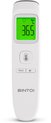 Witte Bintoi thermometer met groen LCD-scherm dat 36.5 graden toont.