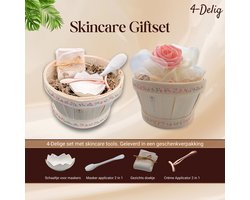 Skincare Tools Giftset in cadeauverpakking. Geschenkset van Lutalica bevat: Masker Applicator, Crème Spatel, Mengkom en Gezichtsdoekje.