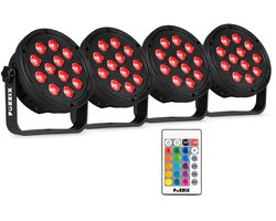 Discolamp set van 4 stuks - Fuzzix Comet M12 - Party lights - Kinderdisco - RGB - Afstandsbediening