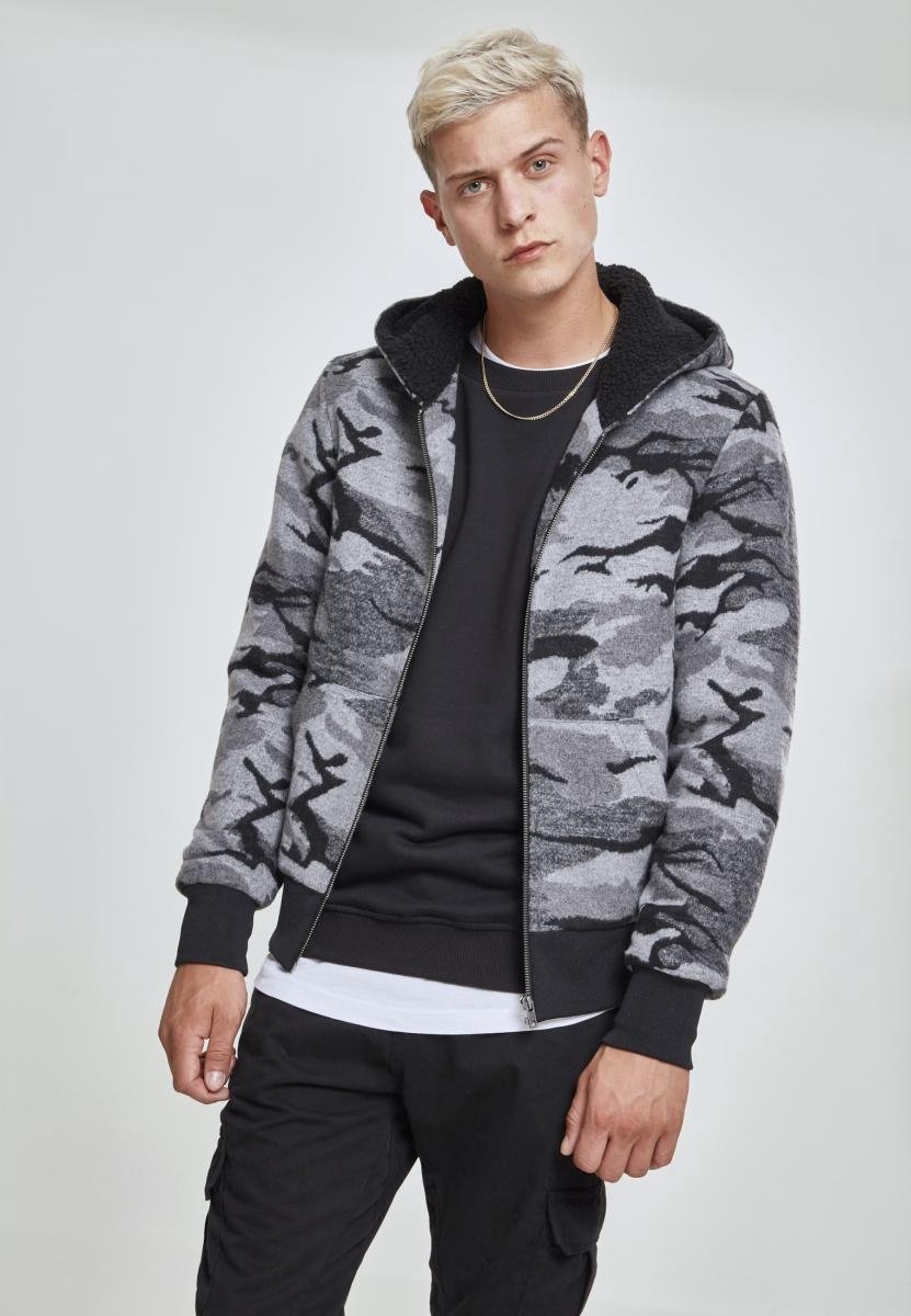Urban Classics Camo zip Vest met capuchon Camouflage L Groen