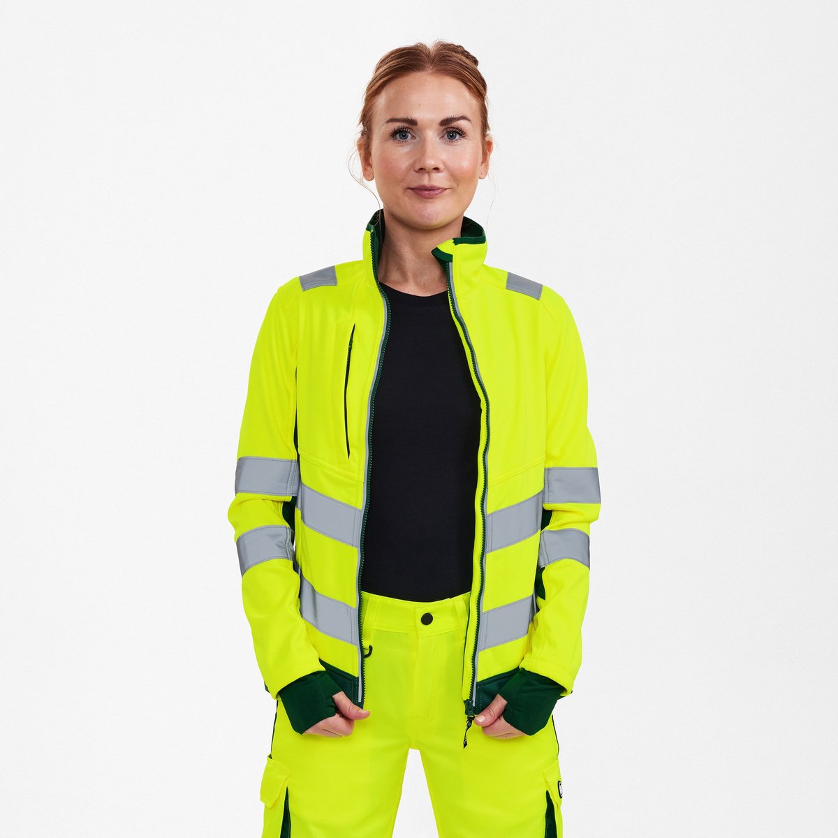 Engel Safety softshell jack voor dames 1156-237 - Hi-vis Yellow / Green - XL