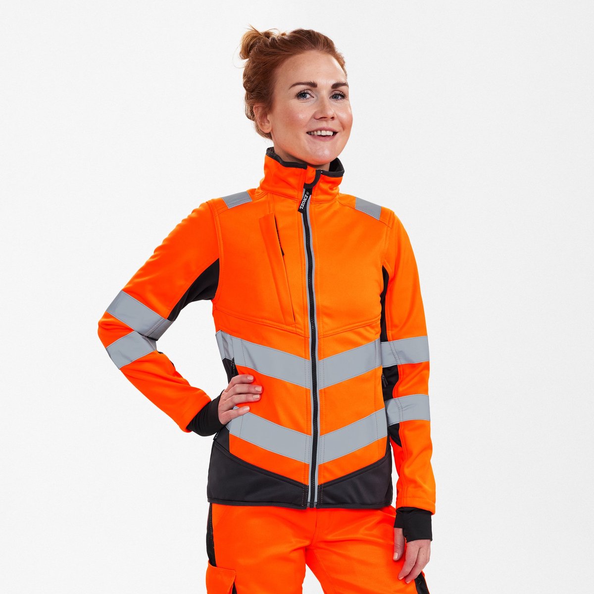 Engel Safety softshell jack voor dames 1156-237 - Hi-vis Orange / Anthracite Grey - M
