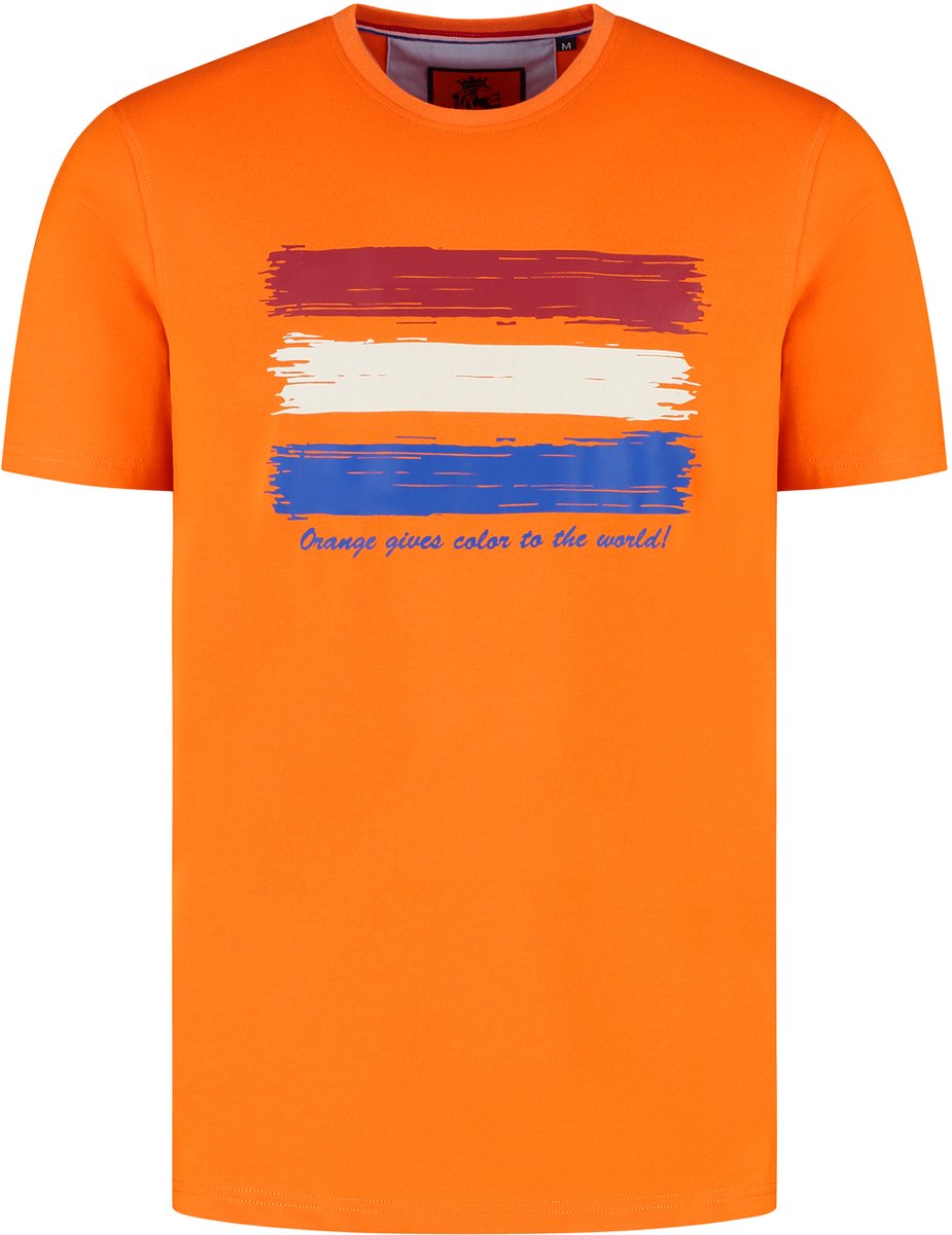 Hup Holland Hup heren T-shirt - XL - oranje - korte mouwen - vlag - EK Voetbal - WK - Koningsdag - Nederland