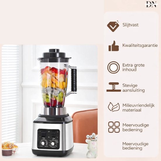 Deniva - 3 in 1 Blender - Blender Smoothie - 3L + 1,5L + 0,5L - IJs Vermalen - Keukenmachine - Sapmaker - 3 Containers - 9500 W van Deniva — afbeelding 3