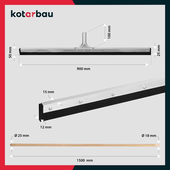 KOTARBAU® Vloertrekker - 90 cm - Houten Steel - 150 cm - Schuimrubber