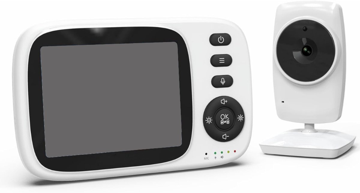 DVDSS® Babyfoon met camera en app - 3,2 inch video-babyfoon - Nachtzicht - Wit
