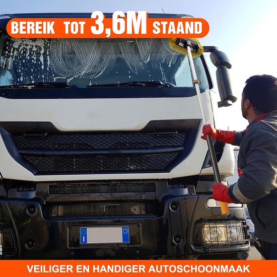 Uitschuifbare Wasborstel Lange Steel 3,6m - Zachte Borstel voor Auto Camper Vrachtwagen en Zonnepanelen van Merkloos	 — afbeelding 3