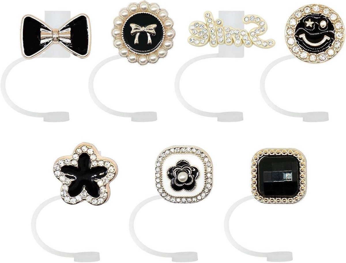 Stofdichte strodoppen - set van 7 - Cartoon design - Waterbeker accessoires - Strocorrectie.