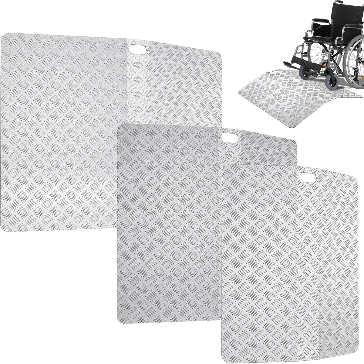 60X70X10Cm Aluminium Drempelramp | Anti-Verschuivende Bordsteenramp En Oprijramp | Draagkracht Tot 270Kg Draagbare Ramp | Geschikt Voor Deurdrempels, Auto, Motorrad, Rollstoelen En Scooters NAIZY
