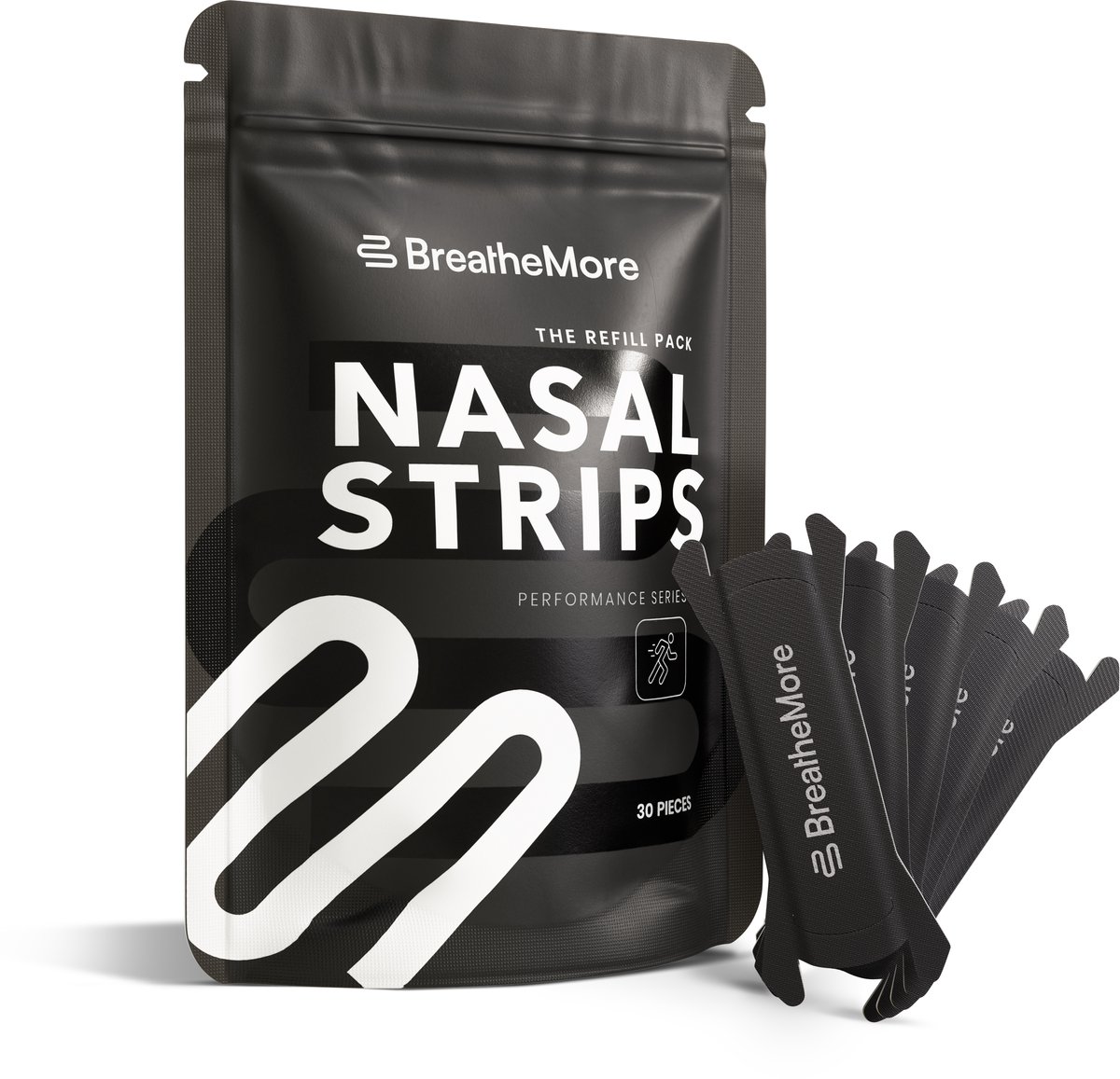 BreatheMore® Neusstrips - The Performance Series - The Refill Pack - Zwart - 30 stuks
