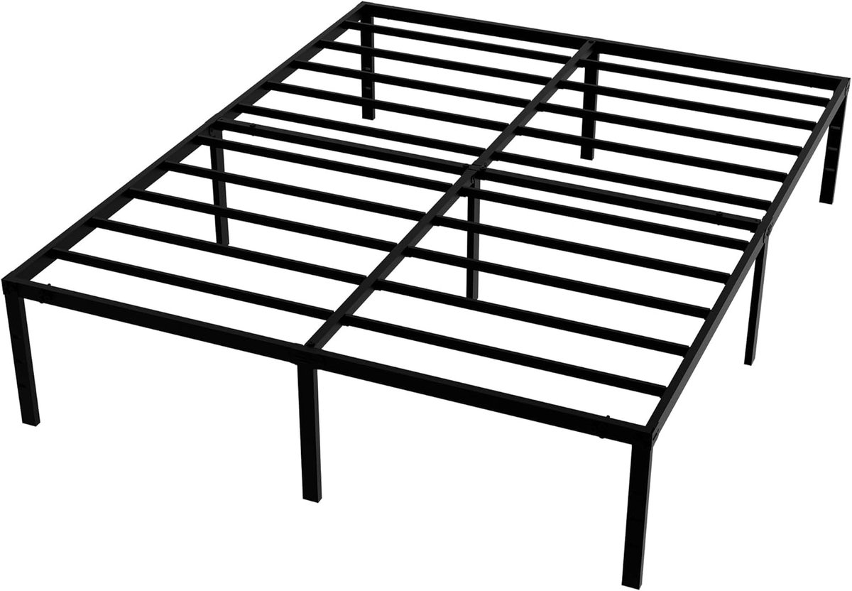 Metaalbedframe 160 x 200 cm Eenpersoonsbed met Lattenbodem 37.5 cm Opbergruimte Onder Bed 
