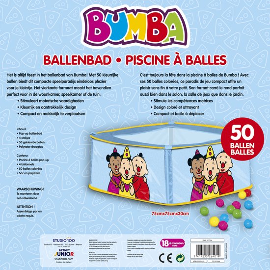 Bumba - Ballenbak - Ballenbad inclusief 50 kleurrijke ballen - Vierkant - Voor binnen en buiten - 75 x 75 x 30 cm van Bumba — afbeelding 4