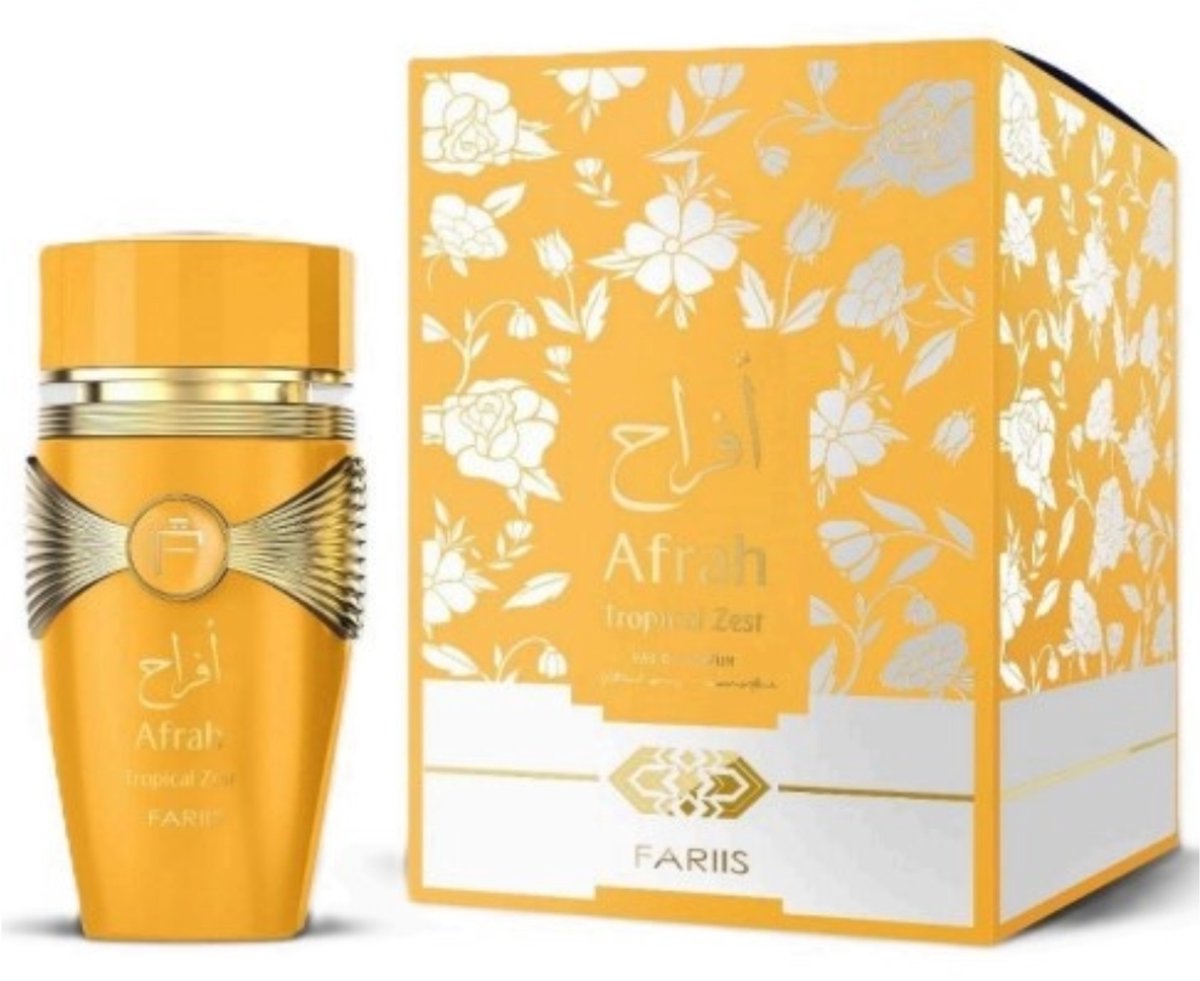 Fariis Afrah Tropical Zest Eau de Parfum 100 ml – Vrouwengeur, Fruitig en Bloemig, Langhoudend Parfum, Tropisch Cadeau