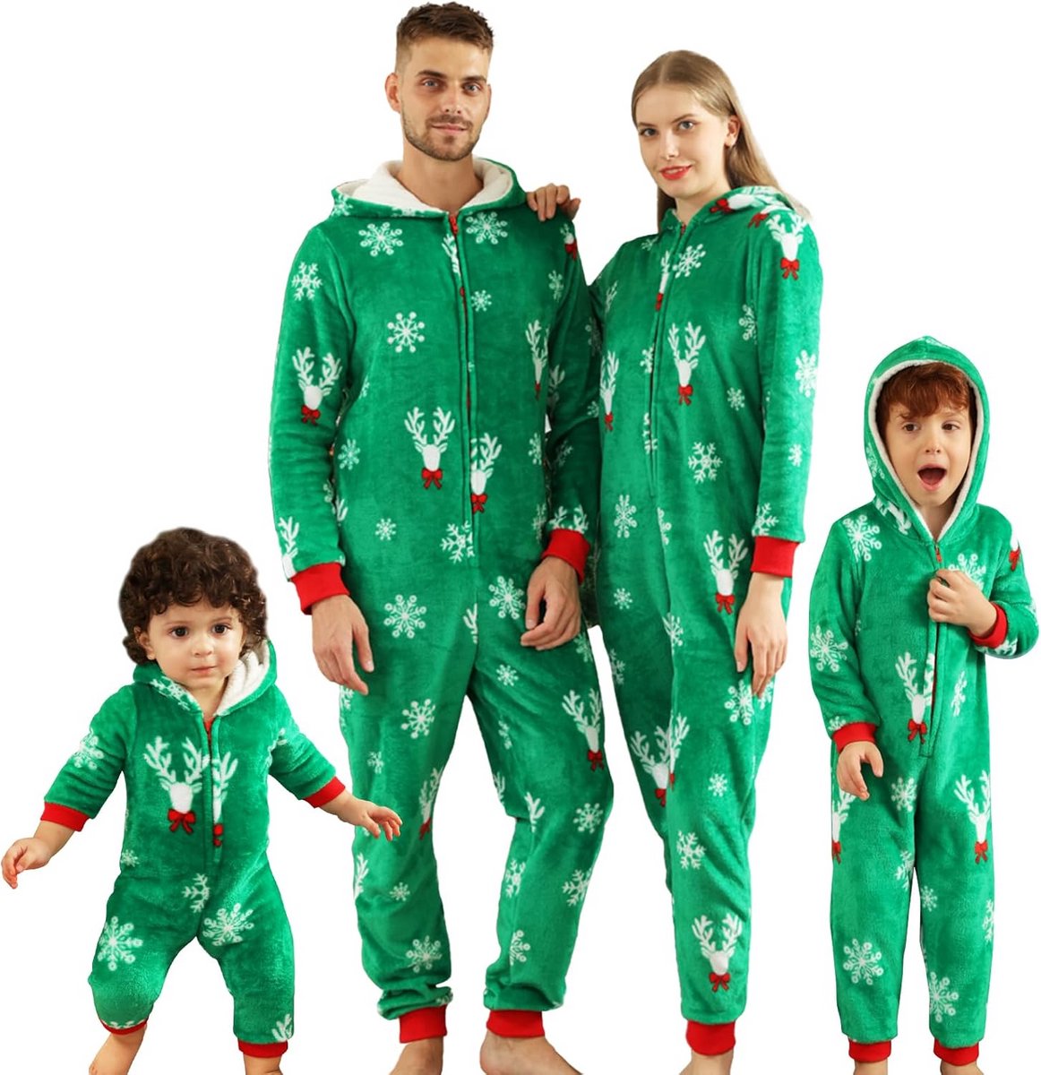Familie Kerst Pyjama Flanel Pluche Eendelig Nachtkleding