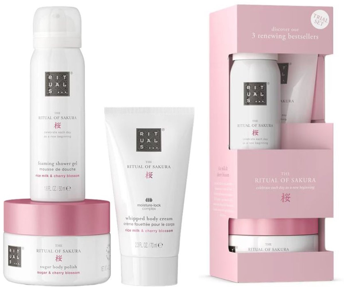 Rituals - Of Sakura Trial Set - Sakura Shower Gel - Sakura Body Scrub - Sakura Body Cream - Giftpack