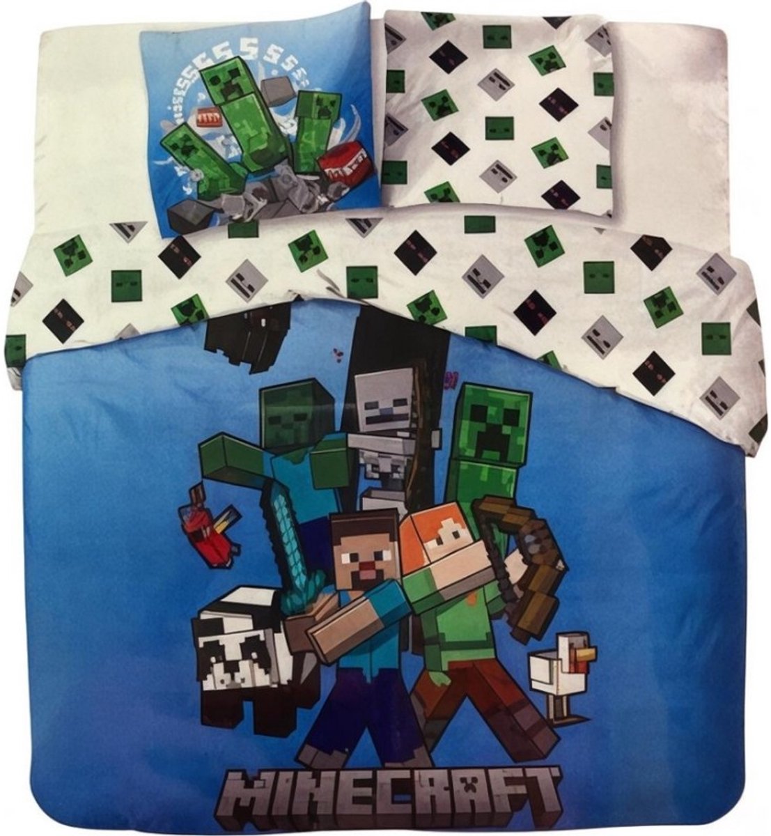 Minecraft - Dekbedovertrek - Lits Jumeaux - 240 x 220 cm - Katoen.