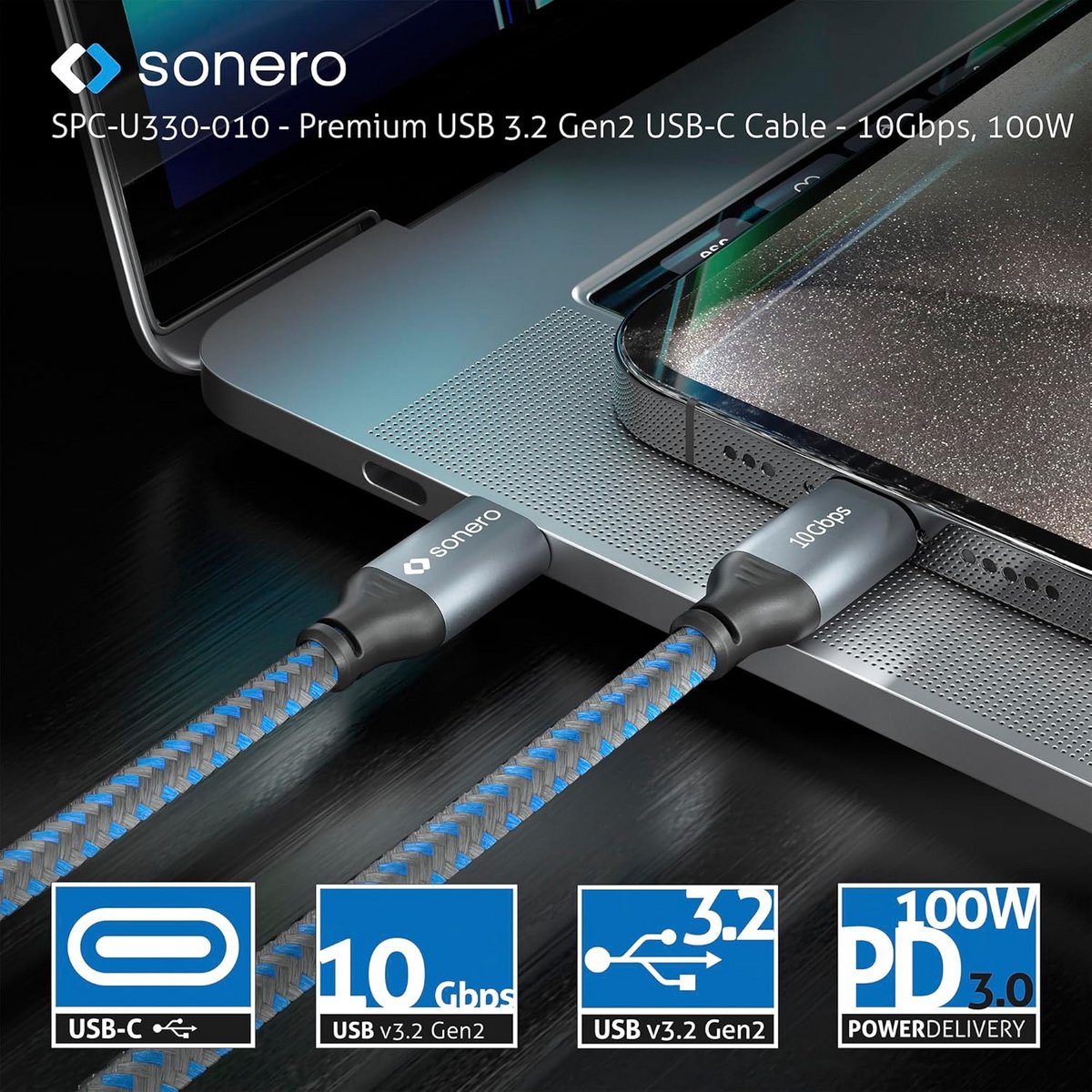 USB-C naar USB-C Kabel 100W Opladen & 4K 60Hz Video | 10GB/s Data | USB 3.2 Gen 2