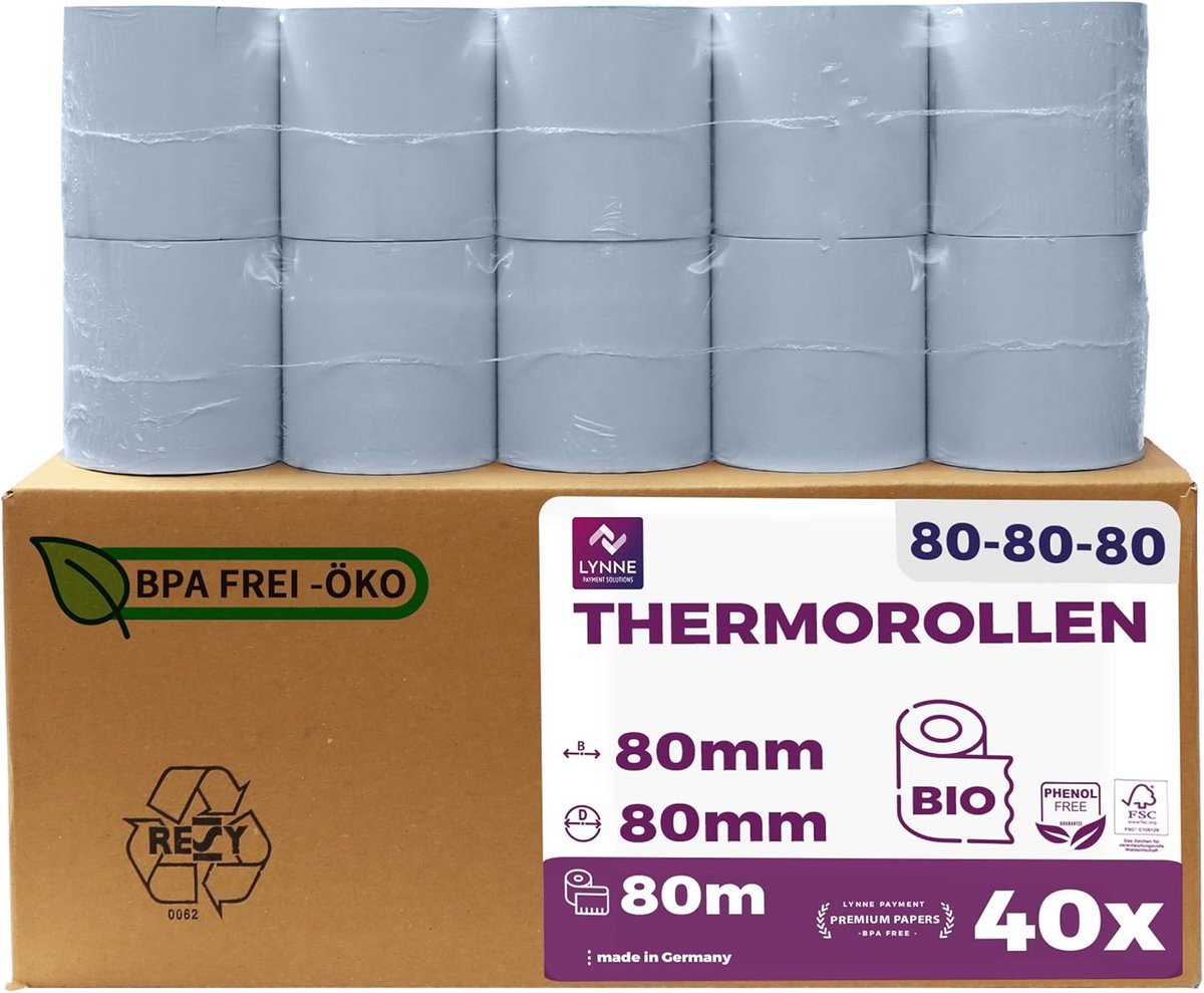 40x Thermische Kassabonnen Rol 80mm x 80m - Bonpapier voor Kassasystemen en Printers
