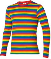 Morethansocks - Party T-shirt - Strepen - Rainbow- Maat L - Carnaval - Carnavalskleding heren - Carnavalskleding - Feestkleding