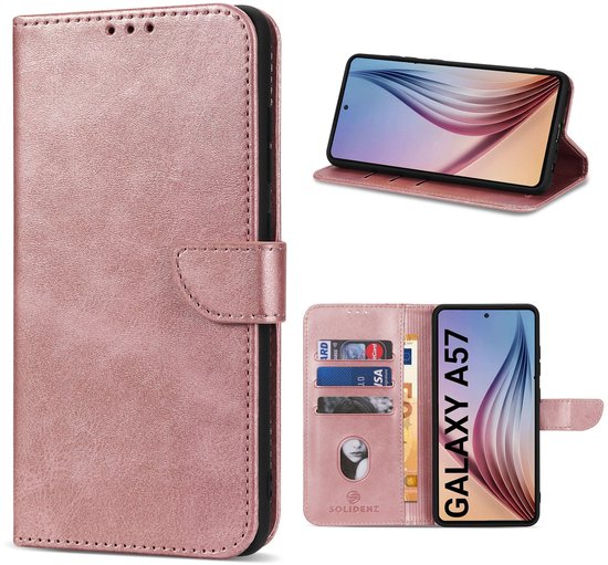 Solidenz Hoesje - geschikt voor Samsung Galaxy A57 Bookcase - Telefoonhoesje met Pasjeshouder - Roségoud