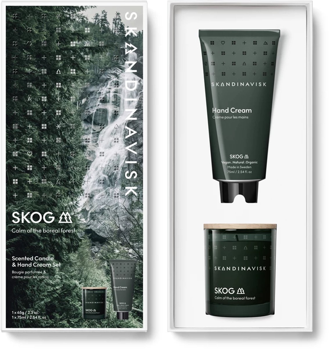 Skandinavisk Skog giftset geurkaars 65gr + handcrème 75ml